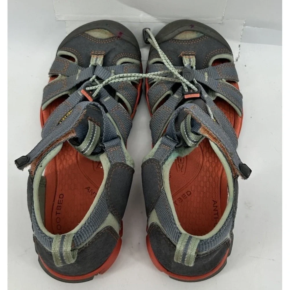 Keen Newport H2 Waterproof Hiking Sandals Gray With‎ Orange Kids Size 4